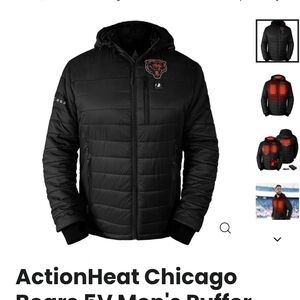 Chicago Bears X-LARGE Men's Black Heated Puffer Jacket NEW